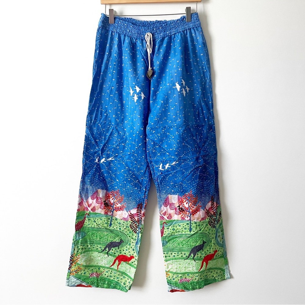 Women's Blue and Green Pajama Pants